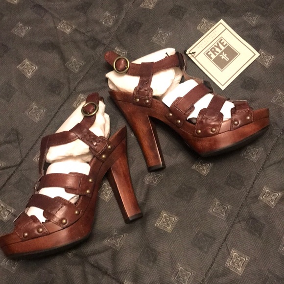 NWT FRYE DARA HEEL DAKE BROWN 7.5 shoes - Picture 2 of 9